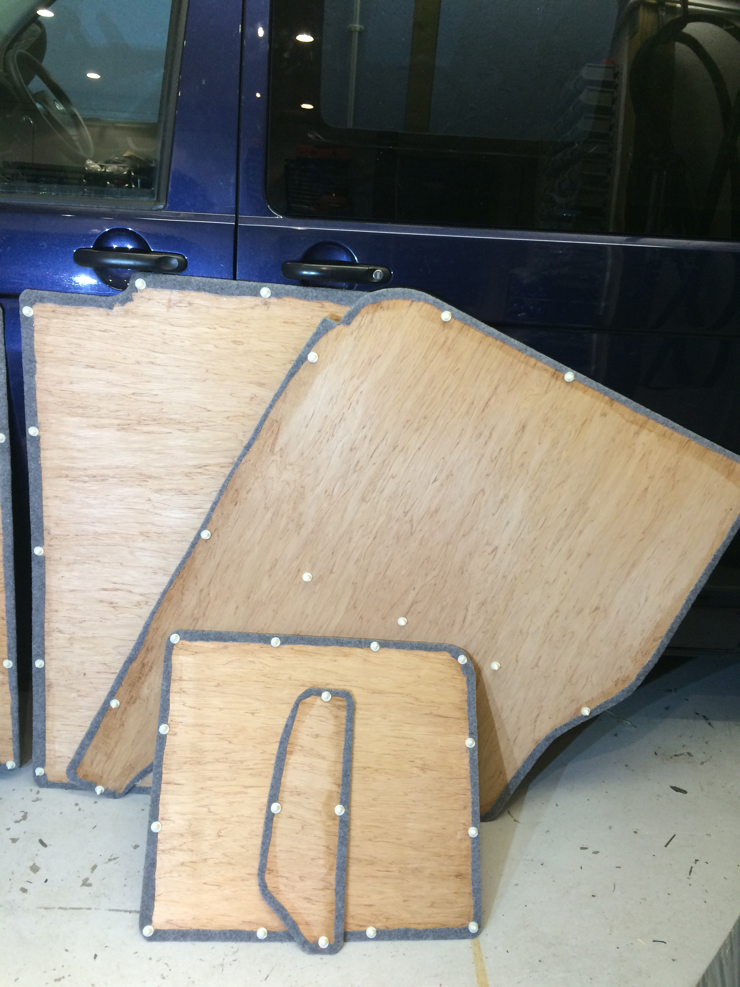 vw t5 interior panels back door cards carpeted  onto plyline ply lining camper A 